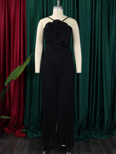 Flower Decoration Pleated Wide Leg Jumpsuit