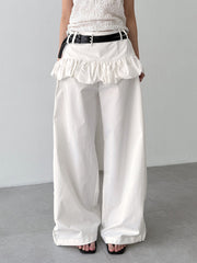 Casual Ruffle Loose Straight Pants