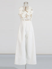Sexy 3D Floral Mesh See Through Jumpsuit