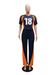 Fashion Digital Print Half Sleeve Casual Two Pieces Set