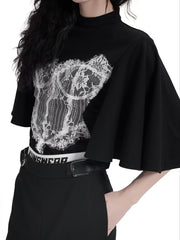 Casual Round Neck Lace Patchwork T-Shirt