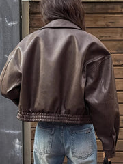 Casual Vintage Faux Leather Jacket