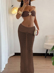 Sexy Crop Top And See-Through Maxi Skirt Club Set