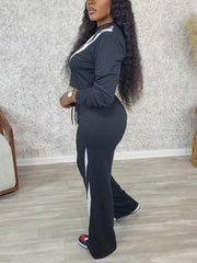 Striped Sweatshirt and Pants Sports Casual Set