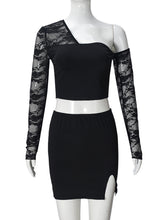 Sexy Sheer Lace Off Shoulder Mini Skirt Two Piece Sets