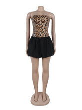 Sexy Leopard Print Slim Bubble Hem Strapless Mini Dress