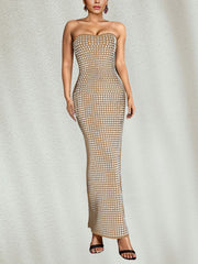 Fashion Rhinestone Slim Fit Party Club Strapless Dress