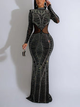 Mesh Sheer Rhinestone Nightclub Dress