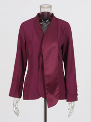 Fashion Asymmetry Blazer Straight Pants Suit