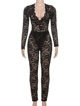 Sexy Lace See through Bodysuit Two Pieces Pants Set