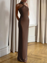 Turtleneck Off-shoulder Sexy Knit Maxi Dress