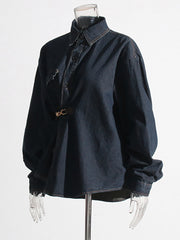 Fashion Irregular Button Cozy Denim Jacket