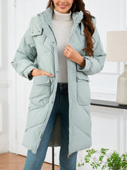Fashion Long Sleeve Hooded Down Coat