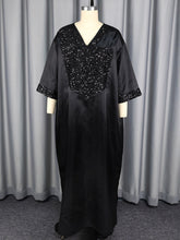 Plus Size Sequin V Neck Loose Maxi Dress