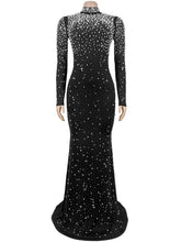 Elegant High Neck Beaded Pearl Bodycon Mermaid Dress