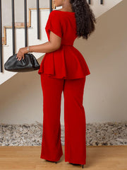 Elegant Bandage Top And Wide Leg Pants Sets