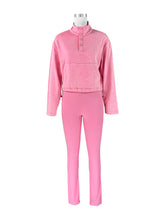 Washed Sweatshirt Tight Pant Sports Casual Sets