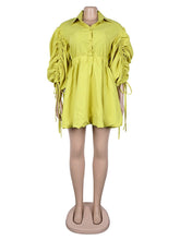 Plus Size Drawstring Cinched Waist Shirt Dress