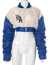 Fashion Ruched Embroidery Baseball Cropped Jacket