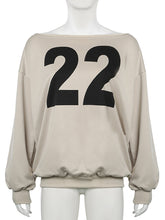 Fashion Off Shoulder Long Sleeve Loose Print Top