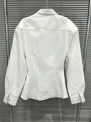 Casual Striped Safety Pin Slim Blouse