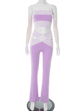 Sexy Lace Strapless Top Cross Hollow Trousers Sets