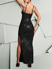 Sexy Spaghetti Strap Rhinestone Dress Evening Gowns