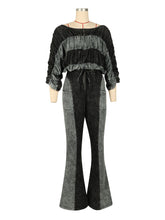 Fashion Ruched Crop Top and Lounge Pant Sets