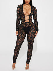 Sexy Lace See Through Nightclub Jumpsuit