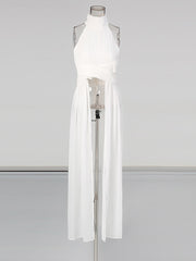 Fashion Sleeveless Tunic Patchwork Slit Maxi Dress