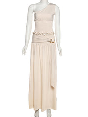 One Shoulder Crop Top Personalized Skirt Set