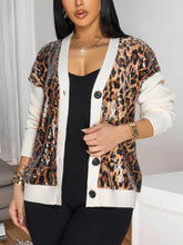 Casual Sequin Leopard Print Sweater Cardigan