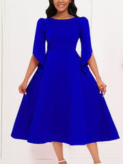 Elegant Round Neck Patchwork Slim Party Dress