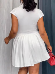 Elegant Turn-down Collar Career Casual Pleated Dress