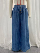 Elastic Waist Casual Wide Leg Jeans