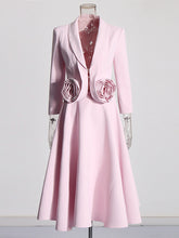 Elegant Floral Applique Blazer and Midi Skirt Sets