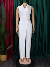 Elegant Lapel Sleeveless Asymmetry Slim Jumpsuit