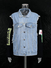 Knit Long Sleeve Patchwork Single-breasted Denim Jacket