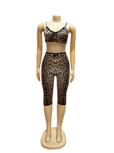 Sexy Leopard Lace Bra And Capri Pants Clubwear Set