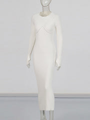 Fashion Viscose Blend Knit Backless Maxi Dress