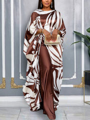 Casual Print Loose Dress and Pants Two Piece Set