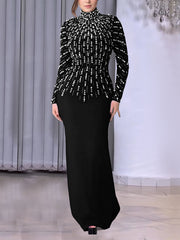 Elegant Beading Embellished Bodycon Maxi Dress