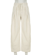 Fashion High Waist Drawstring Baggy Wide Leg Pants