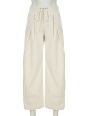 Fashion High Waist Drawstring Baggy Wide Leg Pants