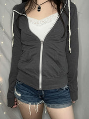 Fashion Casual Loose Zip Hoodie