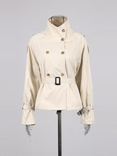 Fashion Double Breasted Belt Jacket Cropped Trench Coat