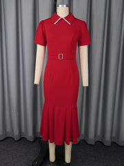 Elegant Lapel Cocktail Bodycon Mermaid Dress