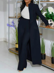 Elegant Lapel Collar Coat And Trousers Suit