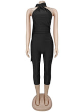 Casual Backless Scarf Detail Bodycon Jumpsuit