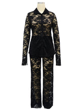 Sexy Lace Trousers See through Two Piece Set